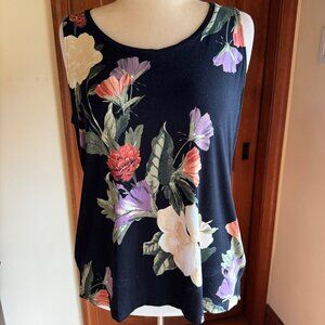 Chico's Touch of Cool Floral Polished Tank, Sz 2 (12), EUC